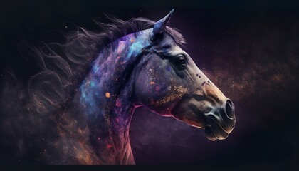 horse head with galaxy background