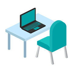 Vector illustration of a computer on a desk