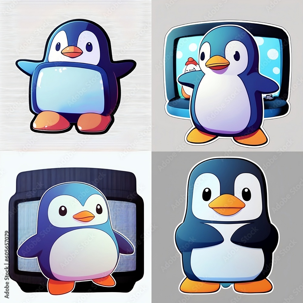 Wall mural set of penguin