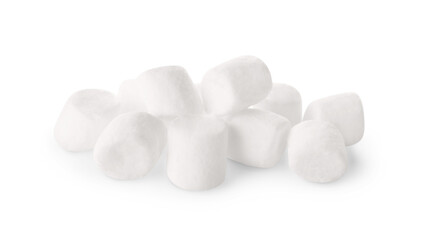 Obraz na płótnie Canvas Pile of sweet puffy marshmallows isolated on white