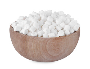 Fototapeta na wymiar Bowl of delicious puffy marshmallows isolated on white