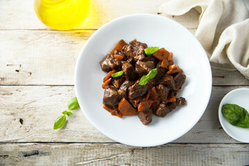 Traditional beef ragout with vegetables