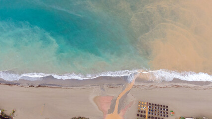 Aerial view on Coast of Alboran Sea, Buildings and Resorts in Marbella, Spain  - obrazy, fototapety, plakaty
