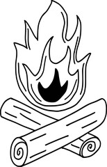 Campfire doodle illustration