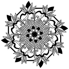 Vector illustration of an ornamental mandala pattern isolated on a white background.