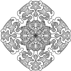 Vector illustration of an ornamental mandala pattern isolated on a white background.