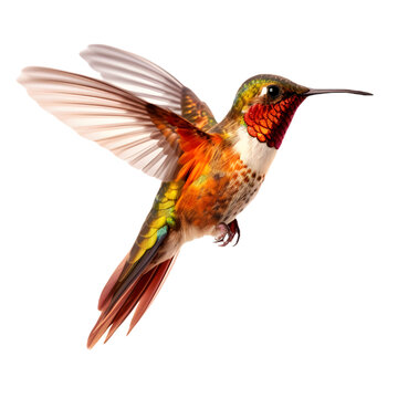Beautiful kolibri hovering in the sky made with generative AI - transparant background - png
