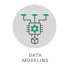 Data modeling icon. Logical data modeling,
Physical data modeling, Entity-relationship modeling,
Dimensional modeling, Relational data modeling,
Data modeling techniques, Data modeling tools.