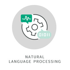 Natural Language Processing icon. NLP symbol,
Text analysis icon, Computational linguistics symbol, Language understanding icon, Sentiment analysis symbol, Text classification icon.