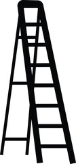 Step Ladder or triangle ladder black and white vector illustration.