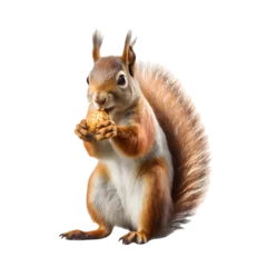 Poster Brown squirrel eating a nut made with generative AI - transparant background - png © Jorrit