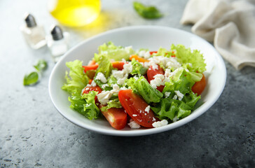 Healthy vegetable salad with Feta cheese