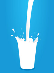 World milk day. Pour milk and milk splash in the glass. 