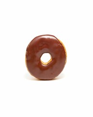 Creamy chocolate donut isolated on a white background