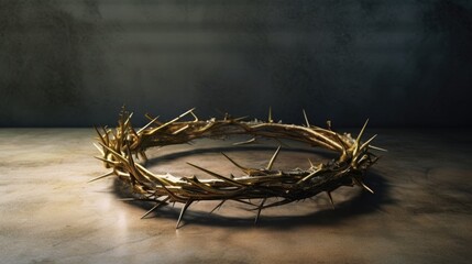 Fototapeta premium Crown thorns as symbol of passion, death and resurrection of Jesus Christ, ai generative