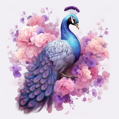 peacock with feathers, ai generative