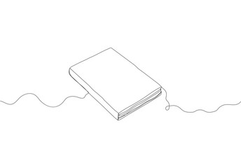 Single one line drawing closed book. World book day concept. Continuous line draw design graphic vector illustration