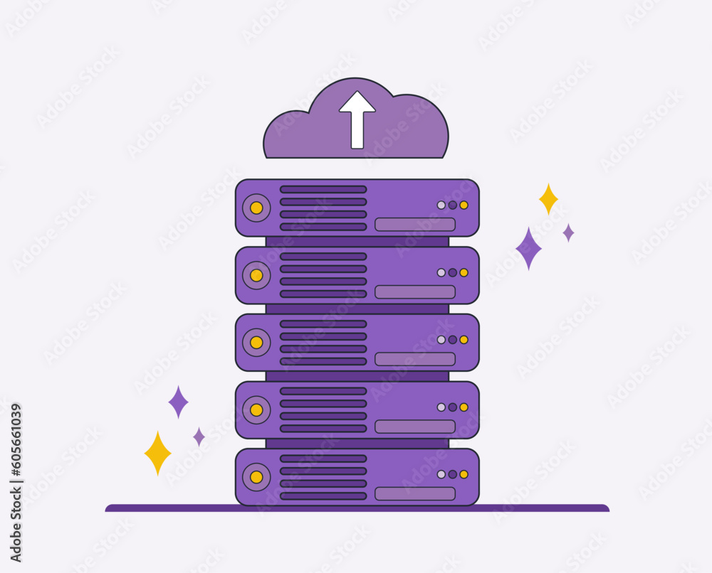Poster the concept of cloud hosting. an electronic archive and a place for project collaboration. perfect v