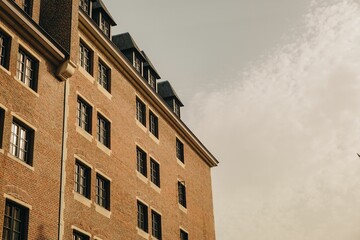 Low angle view of the beautiful architecture of the city of Brussels, Belgium