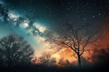 Obraz na płótnie Canvas Night sky universe filled with stars and galaxy, Generative ai