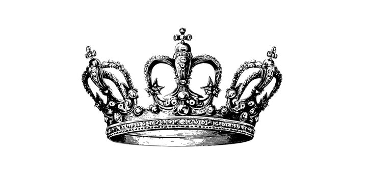Vector hand drawn crown. Vintage engraved sketch illustration
