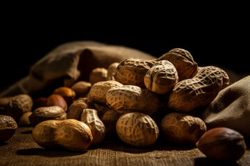 Macro picture of peanuts, Generative ai