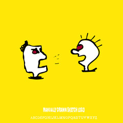 Vector sketch of two screaming people