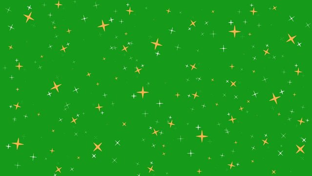 Animation of sparkling lights on background of a green screen