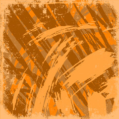 Orange grunge background. Abstract texture in scratches, scuffs. Vector chaotic illustration