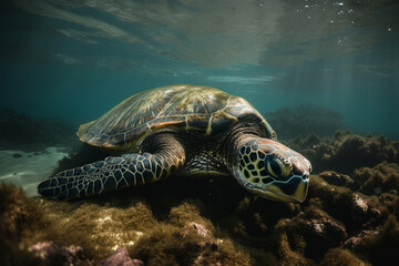 Fototapeta na wymiar Ai generated illustration of Sea turtle