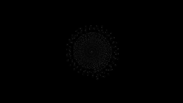Animation abstract symmetric circular dots pattern on black background