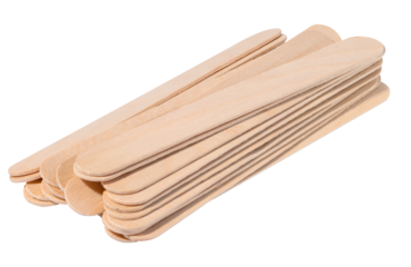 Wooden sticks for applying wax and cosmetic procedures on a white isolated background