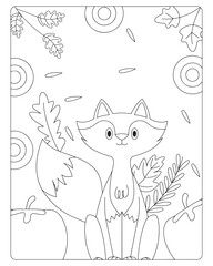 Autumn Coloring Pages for Kids, Autumn Coloring pages, kids Coloring pages, Animals, flower, Nature, black and white Coloring pages.
