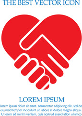 Handshake symbol forming a heart vector icon eps 10. Hands shaking