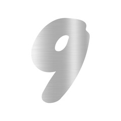 9 number with silver glitter