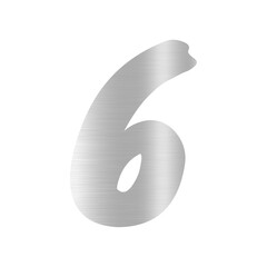 6 number with silver glitter