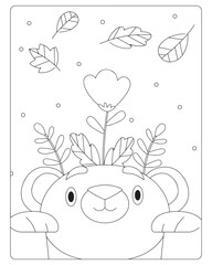 Autumn Coloring Pages for Kids, Autumn Coloring pages, kids Coloring pages, Animals, flower, Nature, black and white Coloring pages.