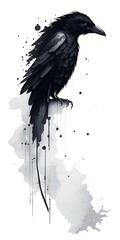 Shadow Messenger: The Dark Elegance of a Raven, Painted in Ink and Mystery