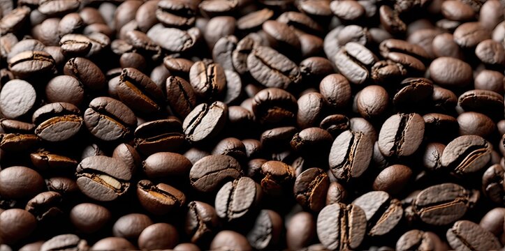 Roasted coffee beans background. Selective.