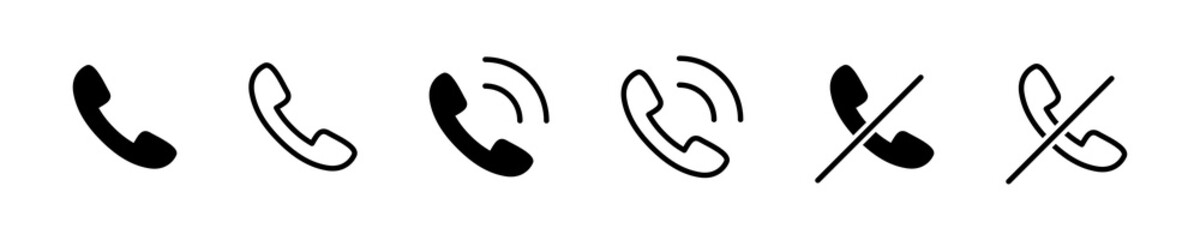 Telephone icon set. Phone handset sign