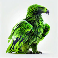 Emerald Sentinel: The Vibrant Elegance of a Green Eagle, Radiating Power and Grace in Its Bold Feathered Armor