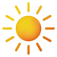 Yellow sun icon. Solar icon. Realistic sun icon for weather design. Trendy summer symbol. Vector illustration