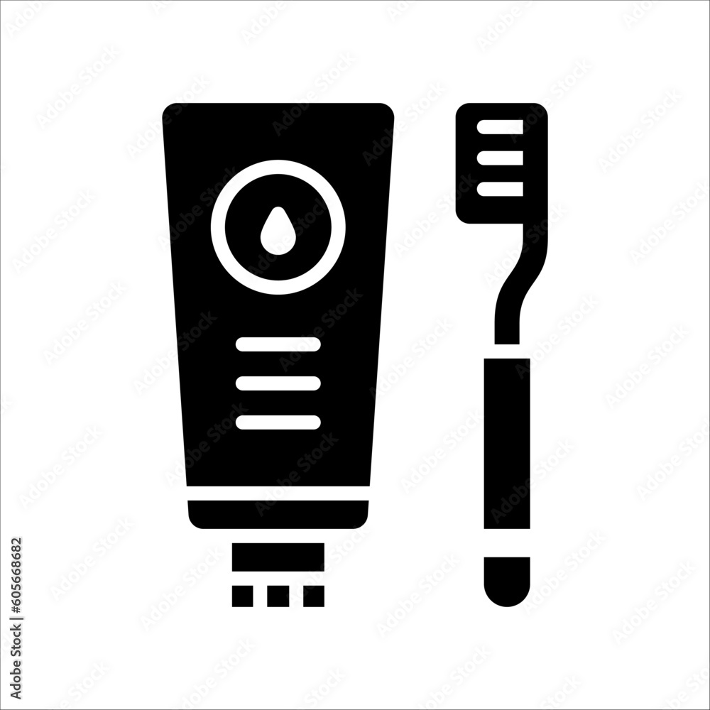 Poster solid vector icon for toothbrush which can be used various design projects.
