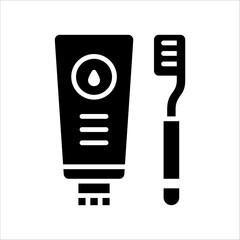 Solid vector icon for toothbrush which can be used various design projects.