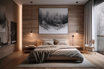 Contemporary bedroom design. Generative AI