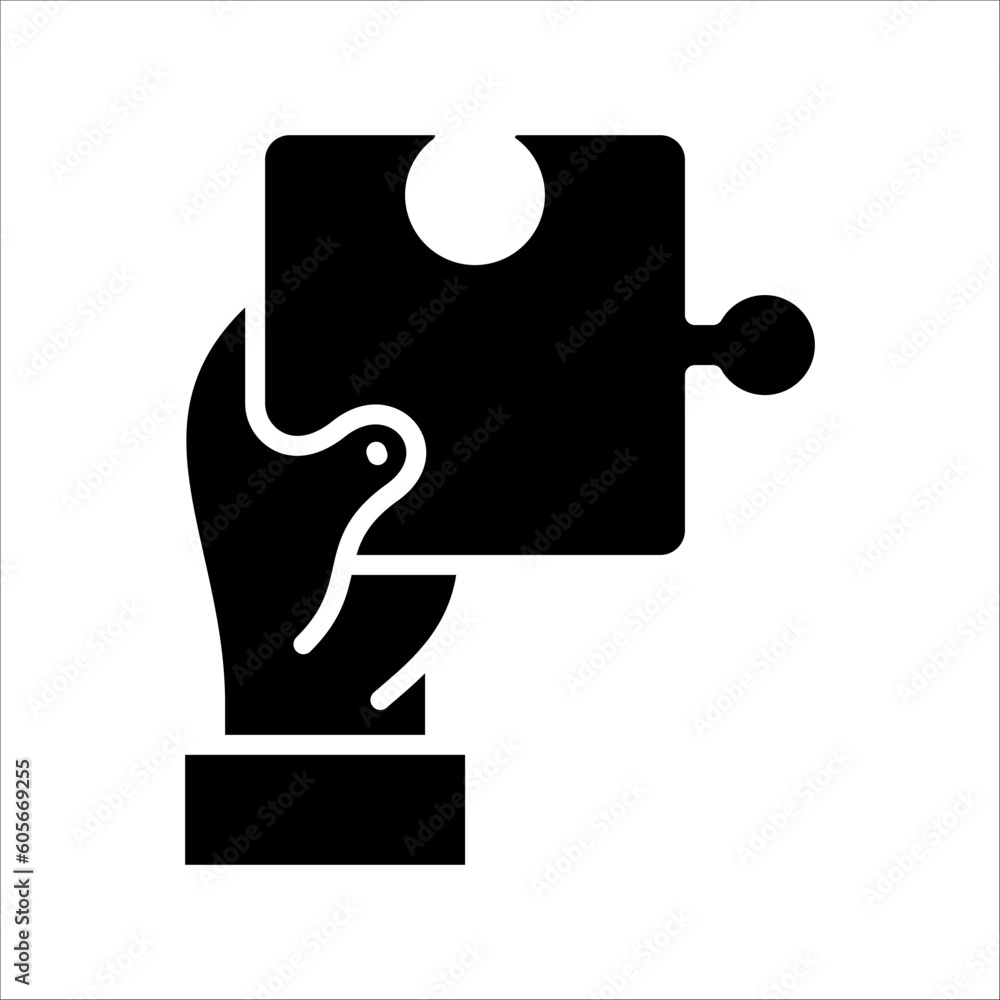 Poster solid vector icon for missing puzzle piece which can be used various design projects.