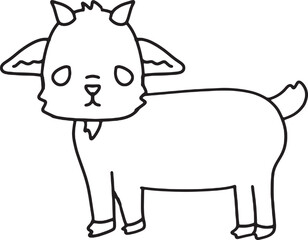 cute cartoon goat line art vector illustration