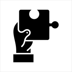 Solid vector icon for missing puzzle piece which can be used various design projects.