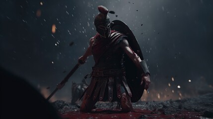 Naklejka premium Spartan Warrior S2, Generative AI, Illustration