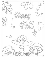 Autumn Coloring Pages for Kids, Autumn Coloring pages, kids Coloring pages, Animals, flower, Nature, black and white Coloring pages.